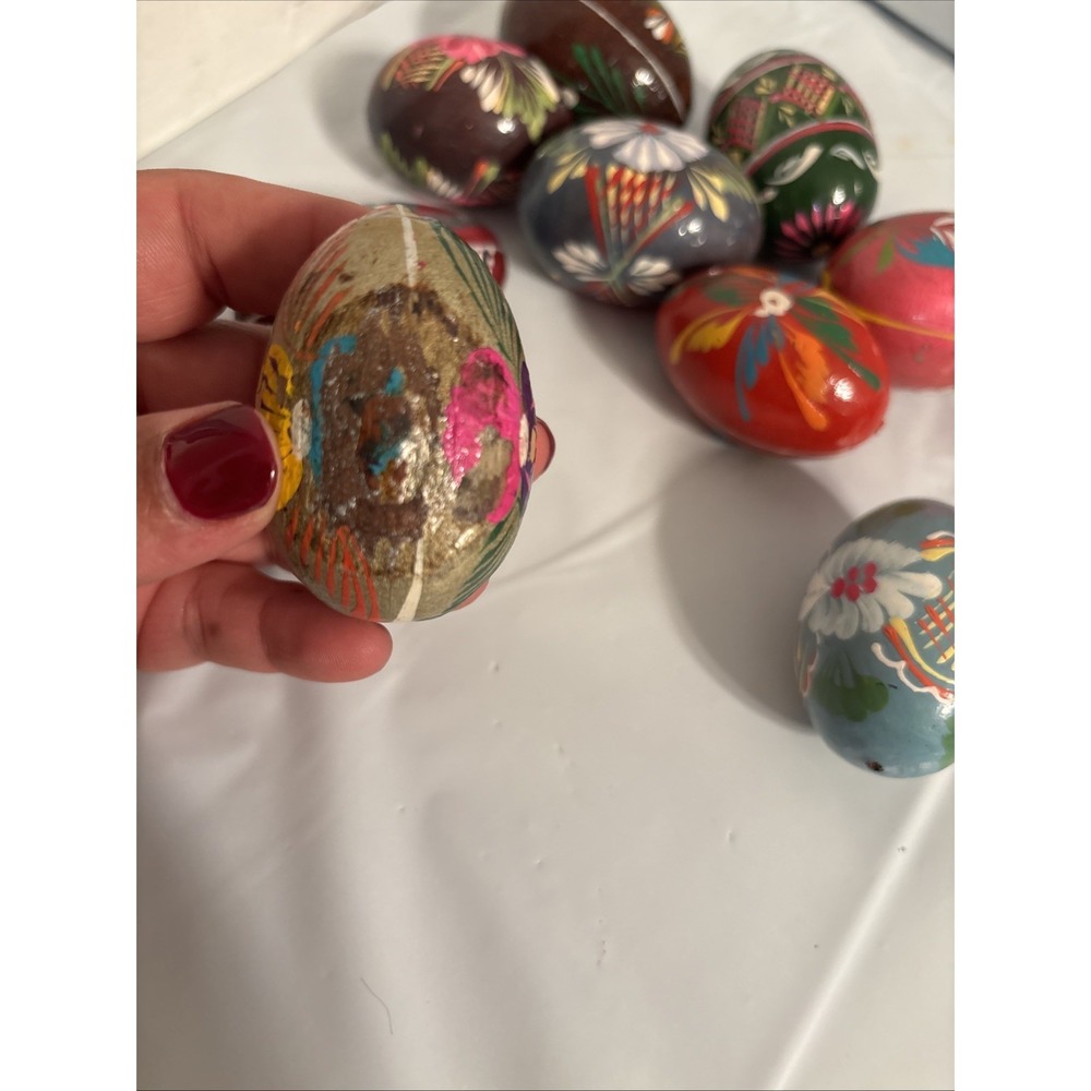 9 Wooden Hand Painted Ukrainian Pysanky Easter Eggs / Pysanka Egg from Ukraine - Picture 4 of 5